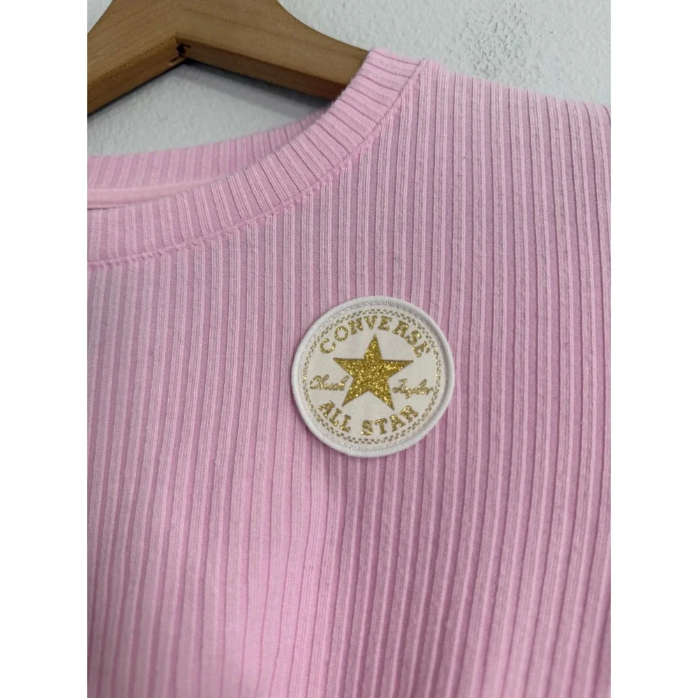 Converse - Girl's Ribbed Cropped Pink Logo Size 8/10‎